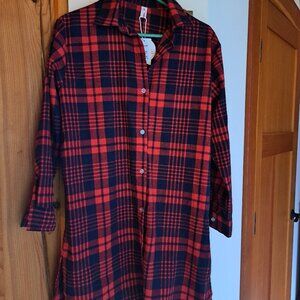 NWT flannel dress, Size women's Medium. Madison written on back